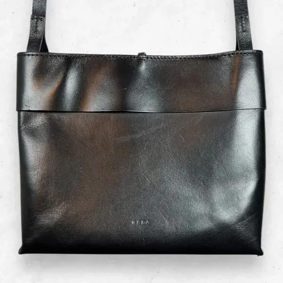 Kara Tie Crossbody Bag Classic‎ Black Leather Handbag Shoulder Purse